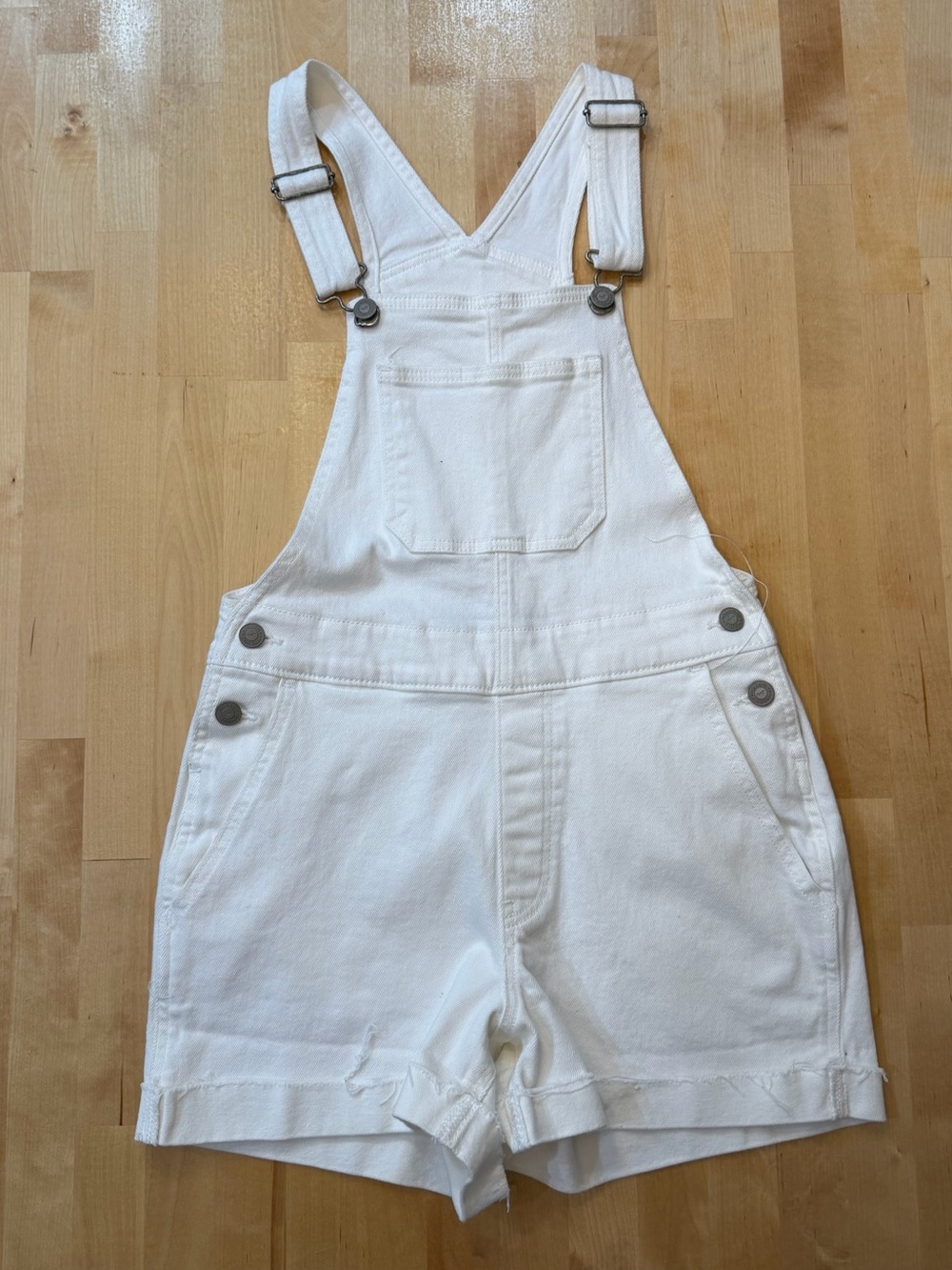 Hollister Co. White Denim Shortalls Overalls